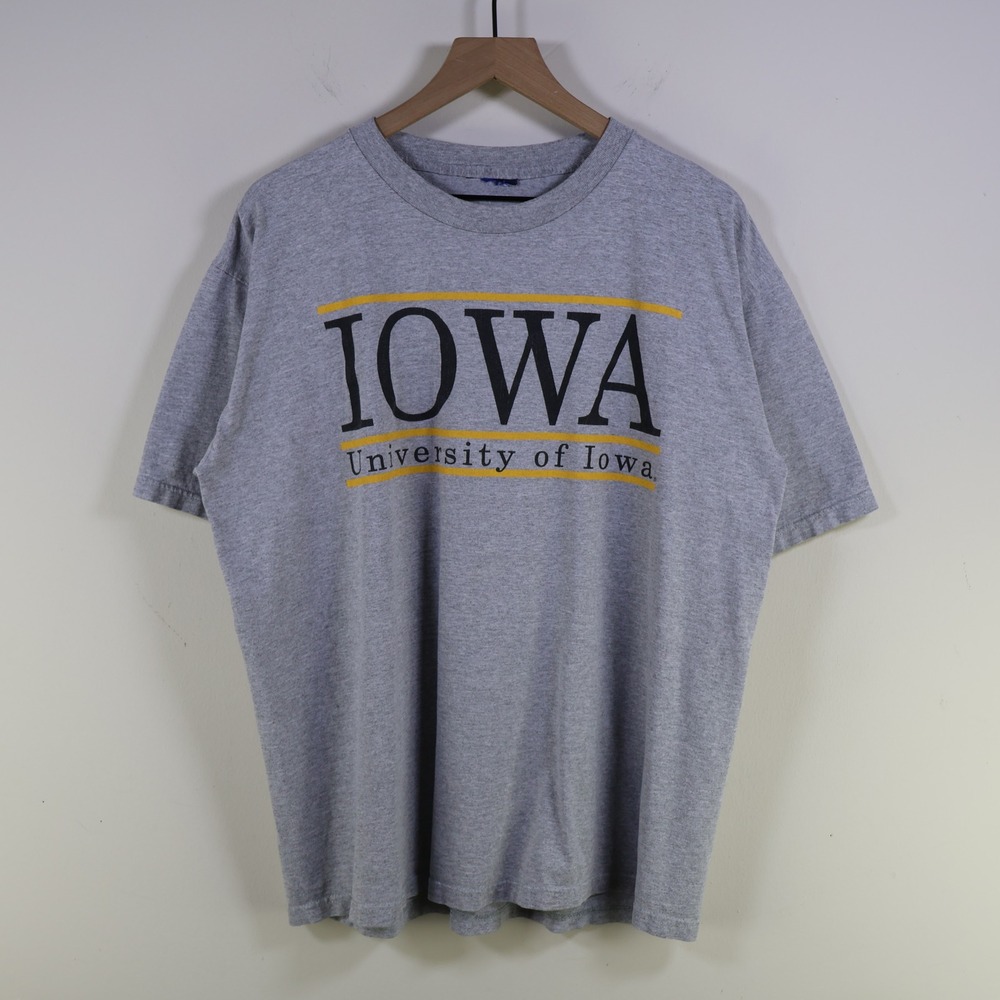 Vintage University of Iowa Hawkeyes T-Shirt XL Gray College NCAA Graphic Tee